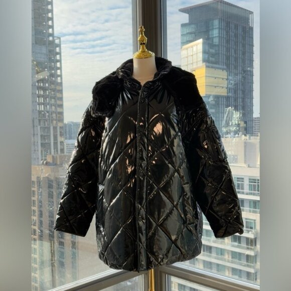 🆕 ALO YOGA 🧿 NWOT Snomoto Puffer Jacket, Black Patent Finish - Sz L / US 12-14 - Picture 5 of 16